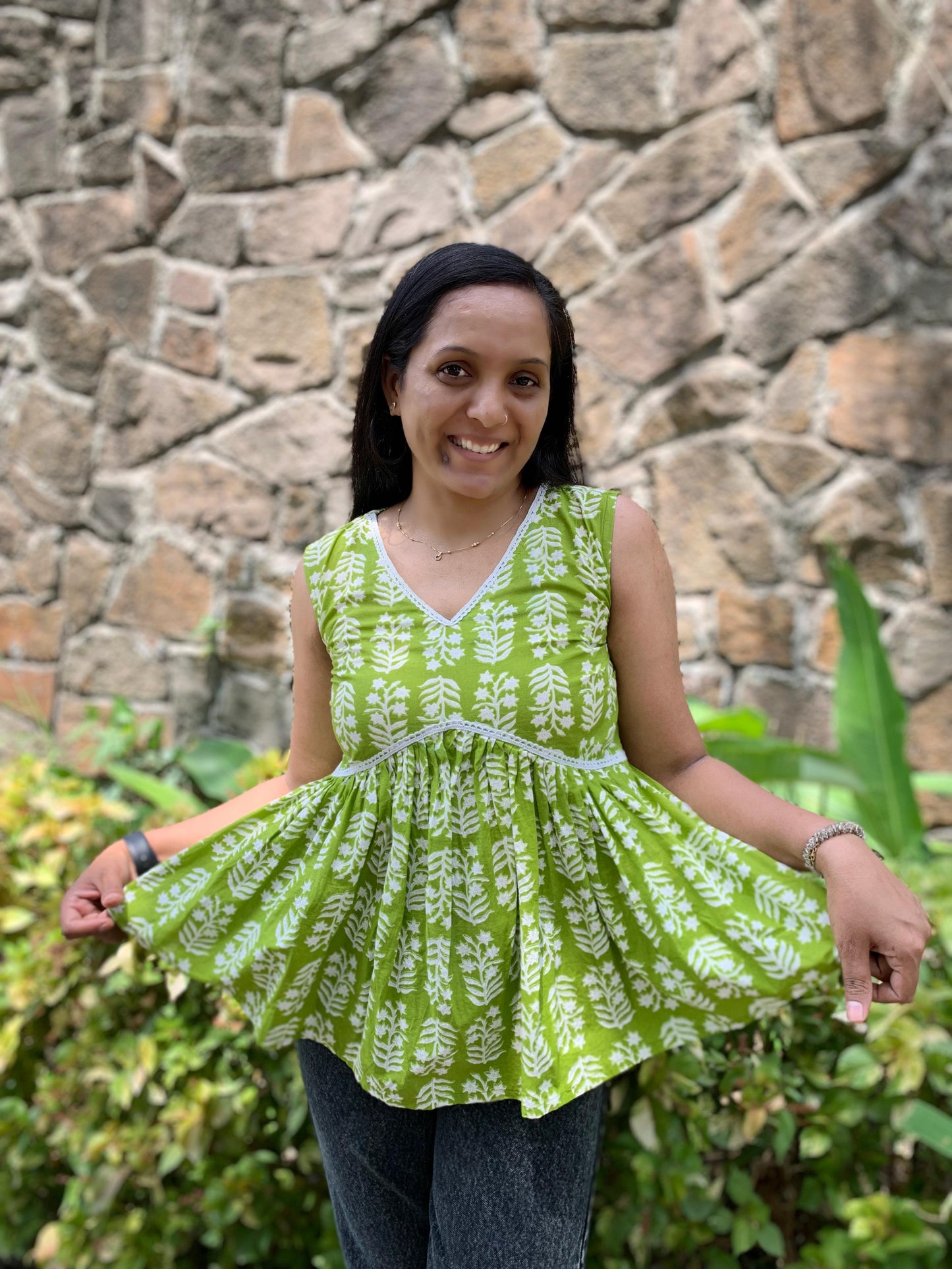 Olive Bloom short kurti
