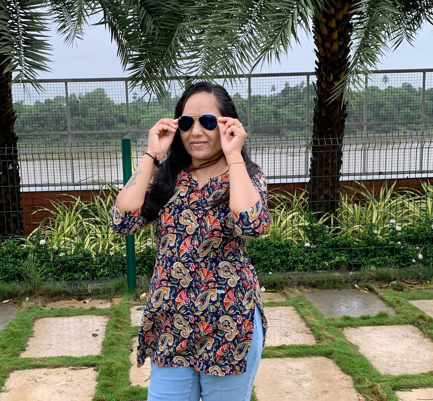 Navy Paisley Short Kurti